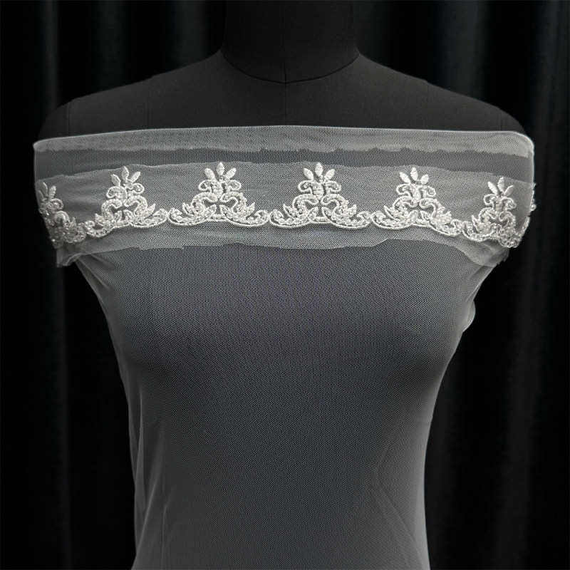 GCW-JY30-JT50297ZAT Delicate Embroidered Lace Trim for Bridal Wedding Dresses
